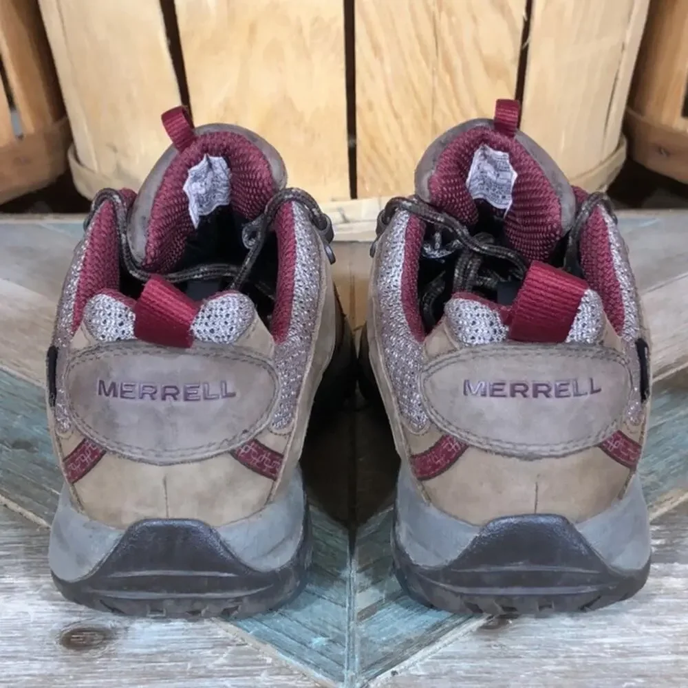 Merrell Siren Sport GTX Brown Leather Mesh Waterproof Hiking Shoes Womens Size 8